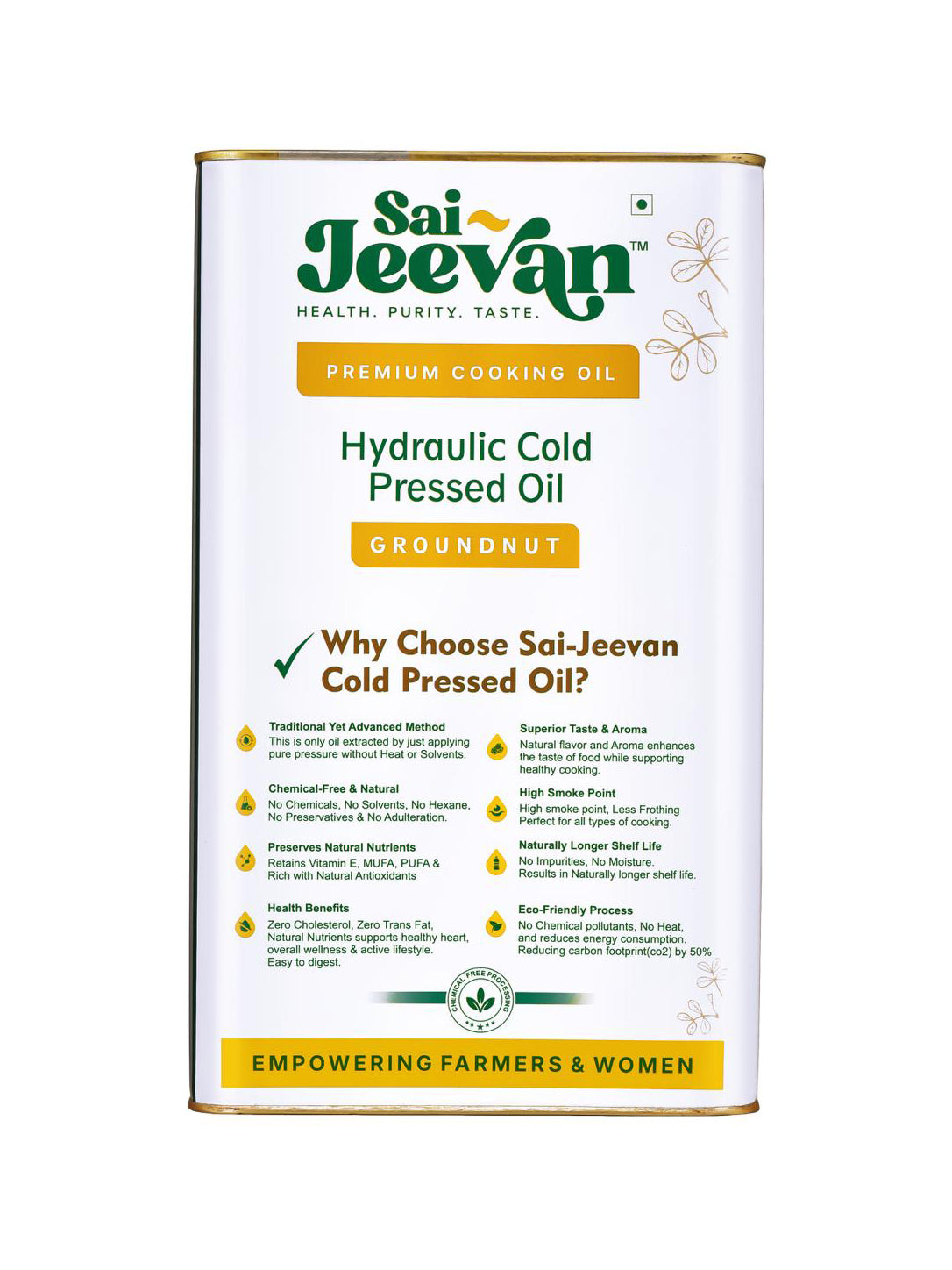 Sai-Jeevan Naturally Cold Pressed Groundnut Oil 5L